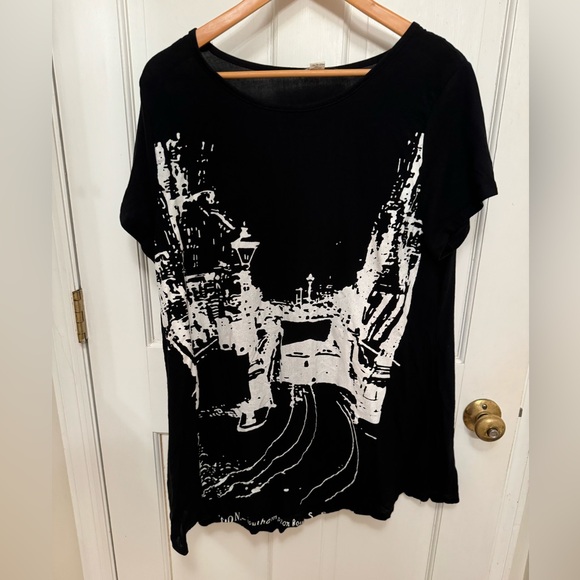 Vanite Couture 2 piece sheer overlay London Graffiti tunic large - Picture 2 of 10